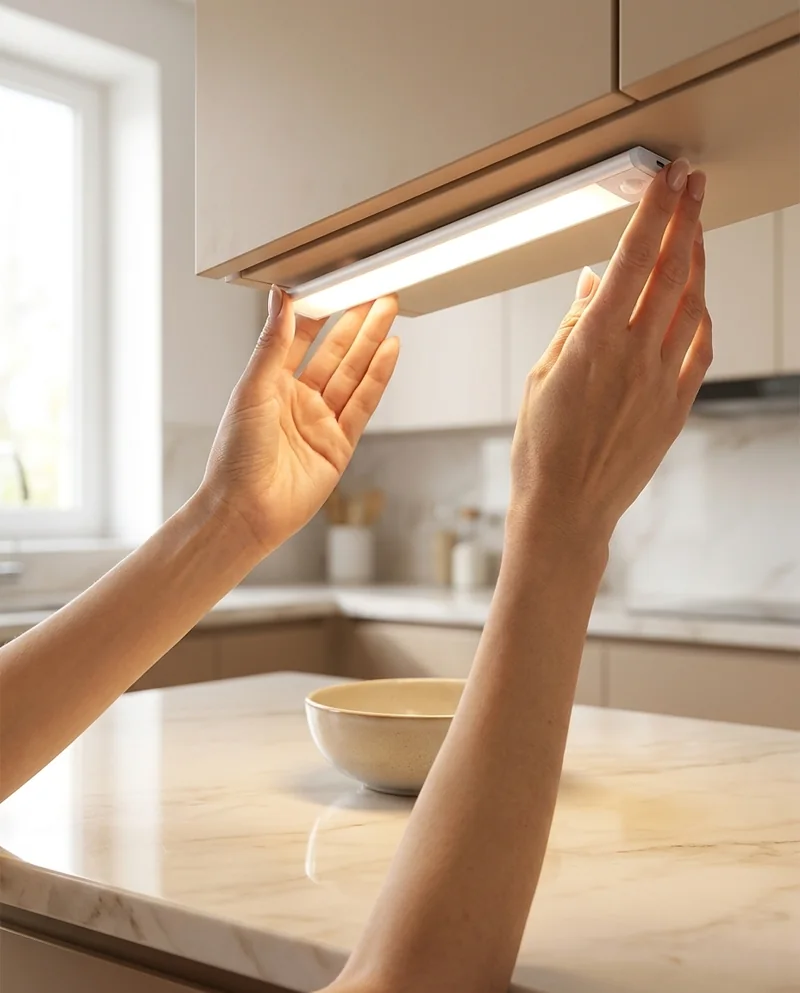 شريط إضاءة LED نحيف بحساس حركة إضاءة دافئة
